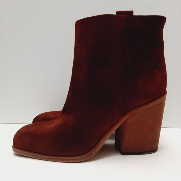 NOW Made in Italy Suede Slip-On Ankle Boot Block Heel Maroon Wine Red Sz Euro 40 - Picture 7 of 16